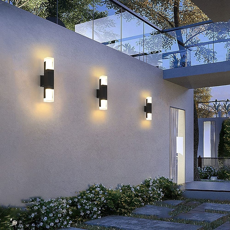 LED  Wall Sconce Outdoor Black Metal Up Down Light Fixture IP65 Waterproof Aluminum Sensor Wall Lantern for Porch Patio Garden 85-265V3