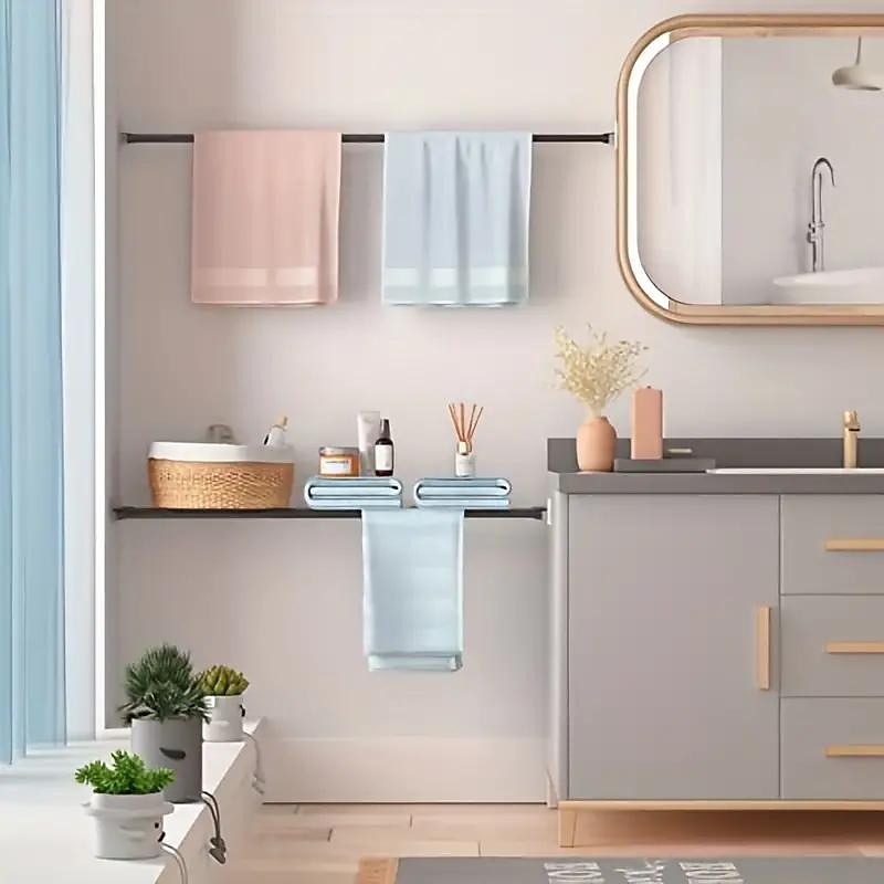 White Tension Curtain Rod Spring Rods Expandable Curtain Rod Adjustable, for Bathroom, Kitchen, Window, Cupboard, Wardrobe, Bookshelf DIY Projects3