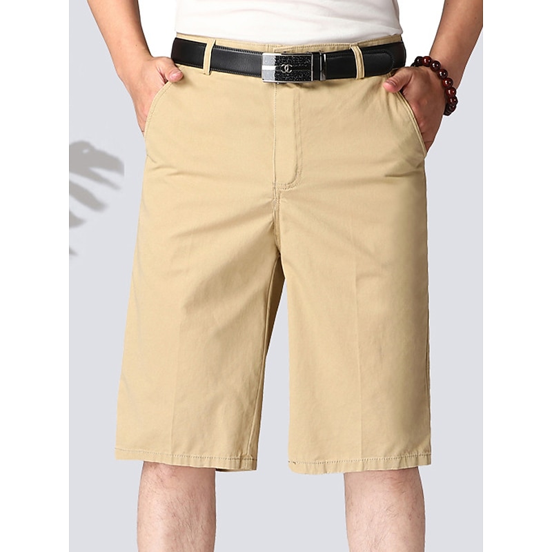 Men's Shorts Chino Shorts Bermuda shorts Work Shorts Pocket Plain Comfort Breathable Business Casual Elegant Vintage Black Yellow Inelastic3