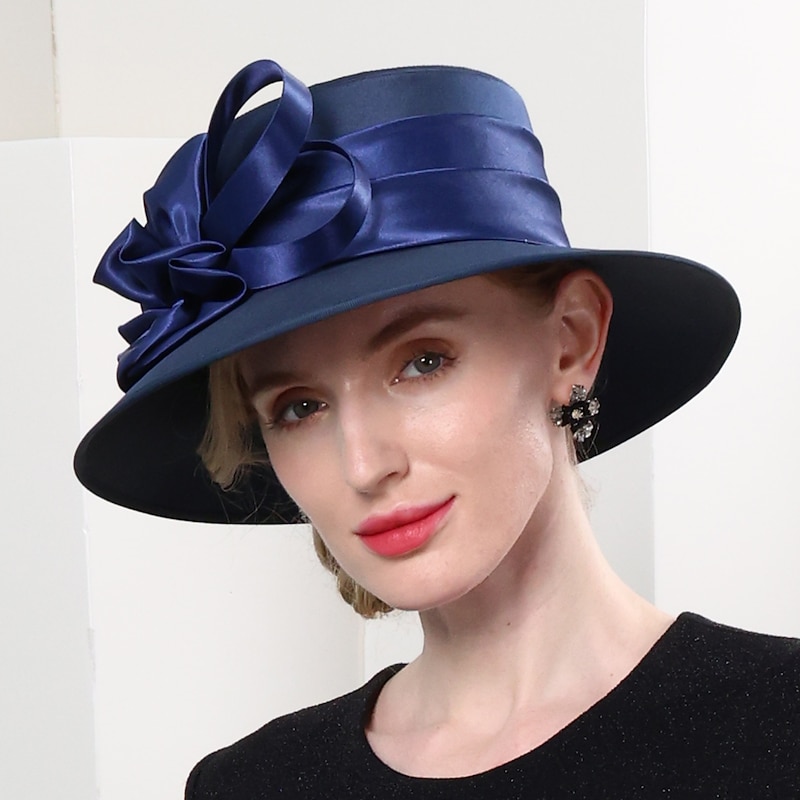 Hats Double Layer Cloth Bowler / Cloche Hat Sun Hat Top Hat Wedding Tea Party Elegant British With Crystal Bowknot Headpiece Headwear2