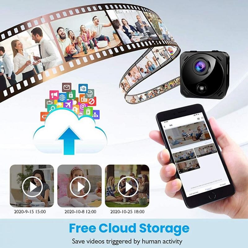 Mini Camera Hidden WiFi 4K Wireless Indoor Small Nanny IP Cam Home Security Secret Surveillance Tiny Video Recorder with Phone App Night Vision AI Human Detection 100 Days Standby Battery Life2