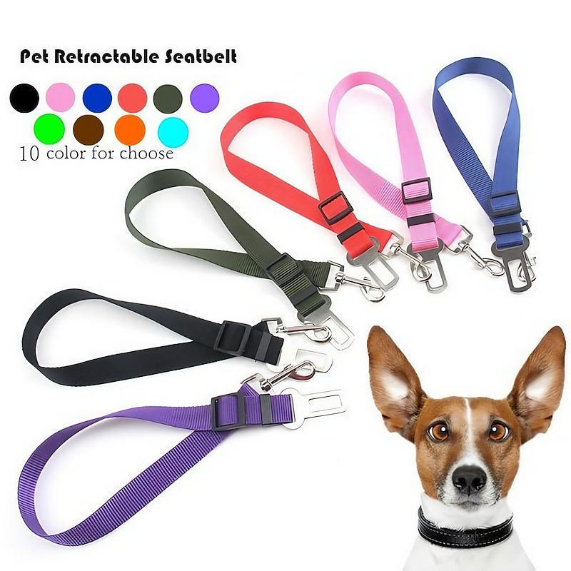 Safety Seat Belt Of Dog Pet Car Safety Harness Restraint Lead Adjustable Travel Clip New