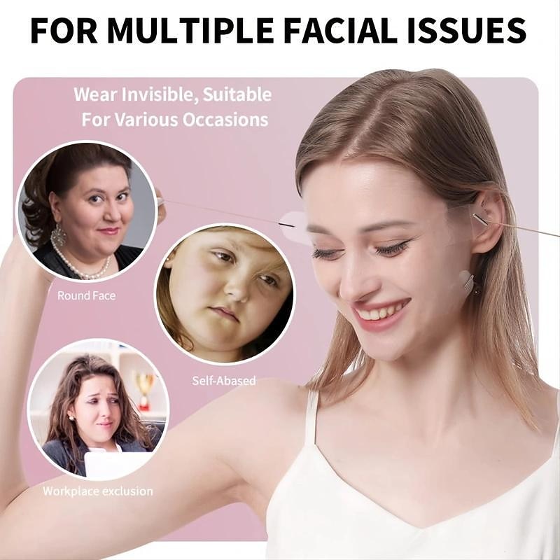 40PCS Face Lift Tapes Sticker With 8 Fixed Rope, Instant V-shape Face Lift Bands, Face Lifting Tapes Double Chin Reducer Face Wrinkle Patches3