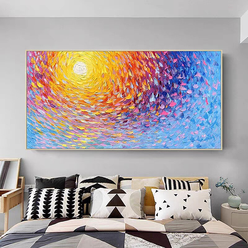 Mintura Handmade Texture Sunrise Scenery Oil Paintings On Canvas Wall Art Decoration Modern Abstract Picture For Home Decor Rolled Frameless Unstretched Painting3