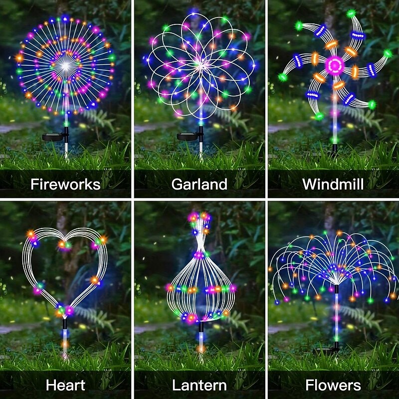 Solar Firework Lights - 120 LEDs Outdoor Pathway & Garden Fairy Lights, 2 Lighting Modes for Yard & Driveway Landscape4