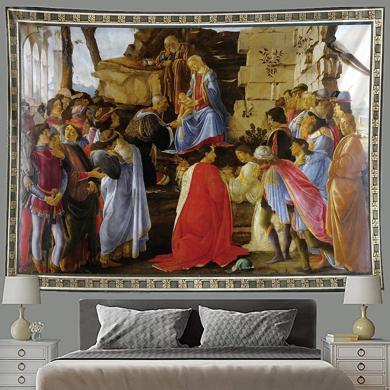 Sandro Botticelli Hanging Tapestry Wall Art Large Tapestry Mural Decor Photograph Backdrop Blanket Curtain Home Bedroom Living Room Decoration3