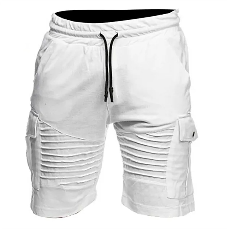Men's Summer Shorts Casual Shorts Wrinkle Leg Plain Comfort Breathable Outdoor Daily Going out Fashion Casual Black White