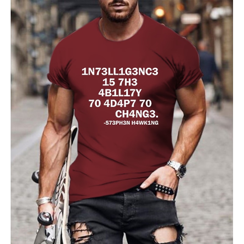 Men's Short Sleeve Graphic T-Shirt with Stephen Hawking 'Intelligence is the Ability to Adapt to Change' Quote3