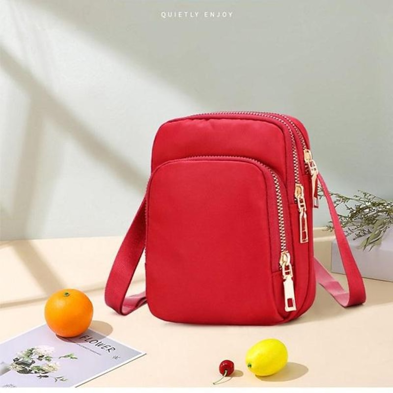 Women's Red Multi-Pocket Crossbody Bag – Lightweight and Versatile Shoulder Bag for Daily Use and Travel2
