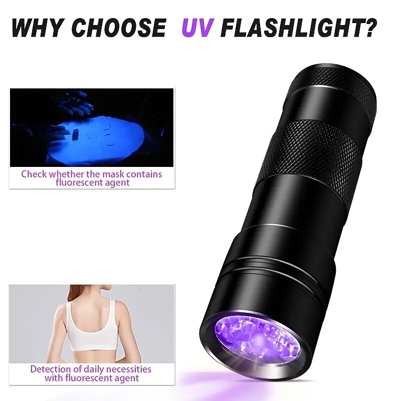 Perfect for Pet Urine Detection!-Reveal Unseen Stains Instantly with this 12 LED UV Light Flashlight3