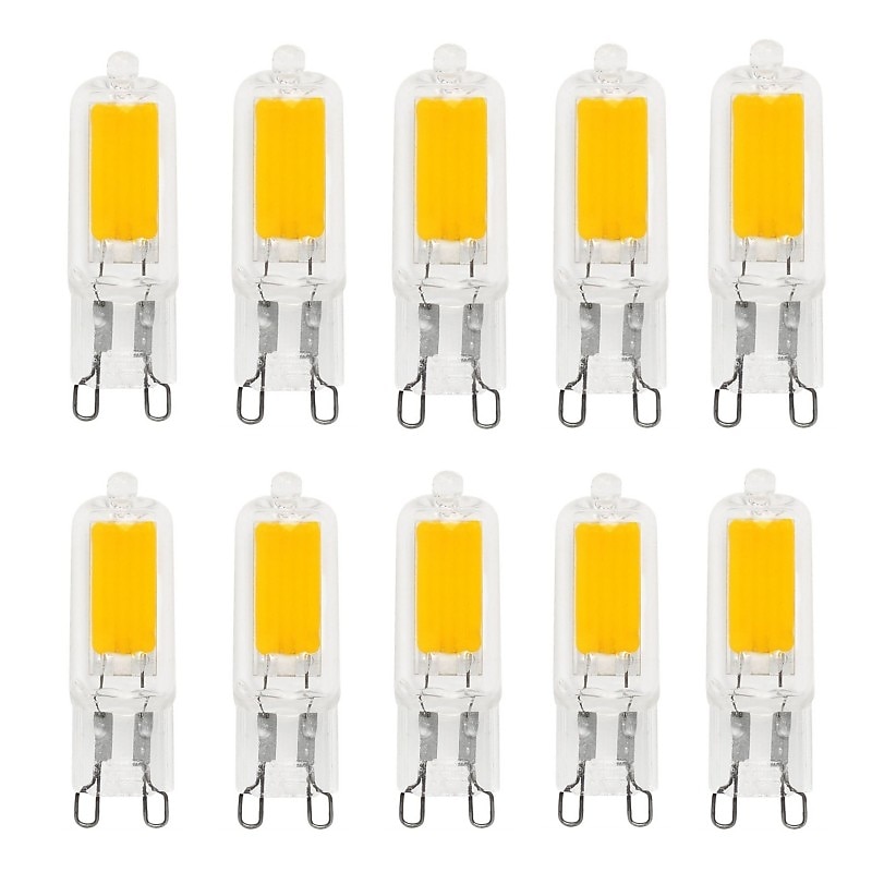 10pcs 2W LED Bi-pin Lights 200 lm G9/ G4 T 1 LED Beads COB Warm White/ White  Dimmable 220-240 V