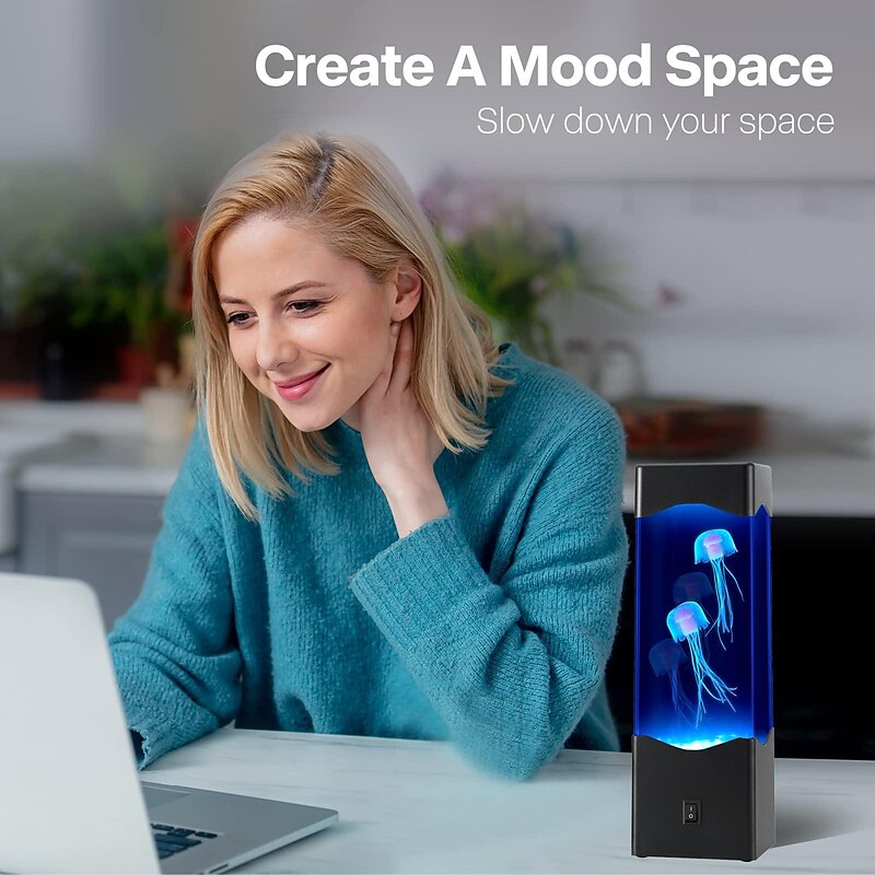 Multi Color Jellyfish Lava Lamp USB Powered Aquarium Night Lights with 3 Jellyfish,Office Room Desktop Decoration Gifts for Christmas Birthdays Holidays3