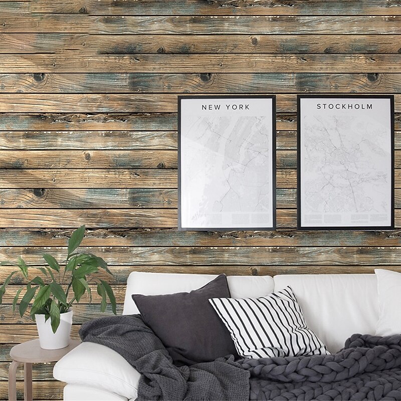 Vintage Wallpaper Wall Mural 1pc Thickened Wood Grain Contact Paper, Home Decor PVC Material Self-Adhesive Wallpaper Waterproof Oilproof For Cabinets Tables Home Renovation 45x1000cm(17.7"x393.7")3