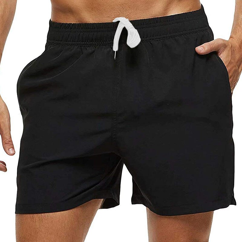 Men's Board Shorts Swim Shorts Swim Trunks Shorts with Mesh lining Plain Breathable Quick Dry Surfing Holiday Formal Boho ArmyGreen Black2