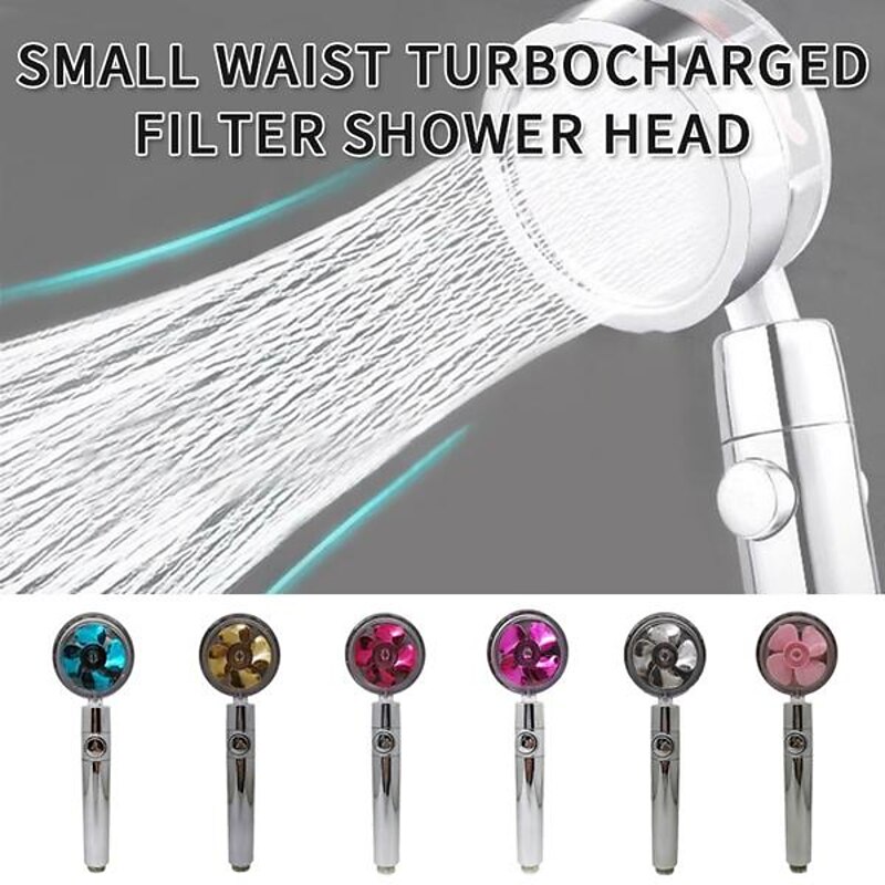 High Pressure Shower Head Water Saving Hand-held Spray Nozzle Turbocharged Shower Head With Small Fan Bathroom Supplies 5