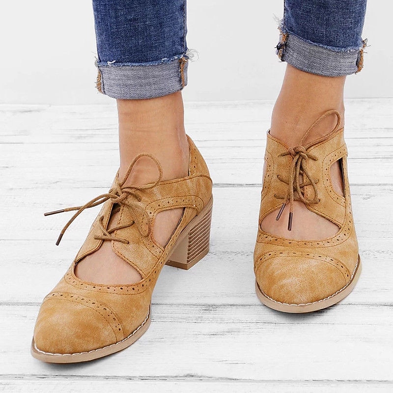 Women's Retro Cutout Oxford Heels – Vintage Mary Jane Shoes for Daily Wear & Office Style3