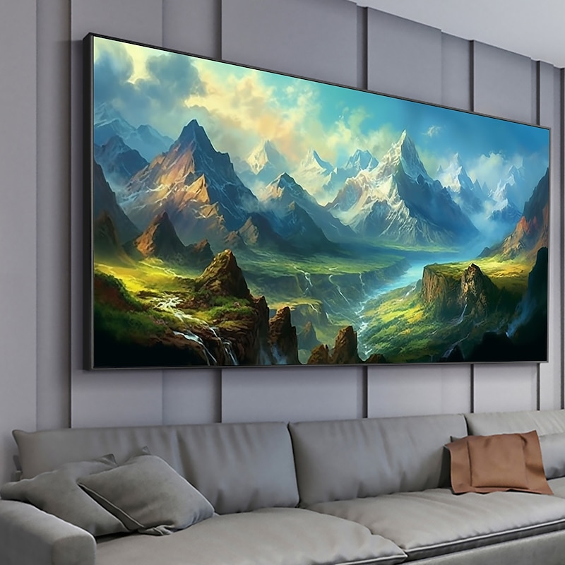 Handmade Oil Painting Canvas Wall Art Decoration Abstract  mountains rivers paintings for Home Decor Rolled Frameless Unstretched Painting4