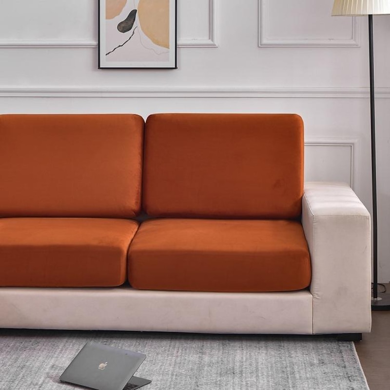 Stretch Sofa Seat Cover Cushion Slipcover Elastic Sectional Couch Armchair Loveseat 4 or 3 Seater Grey Soft Durable Washable(Sold Not By A Set)3