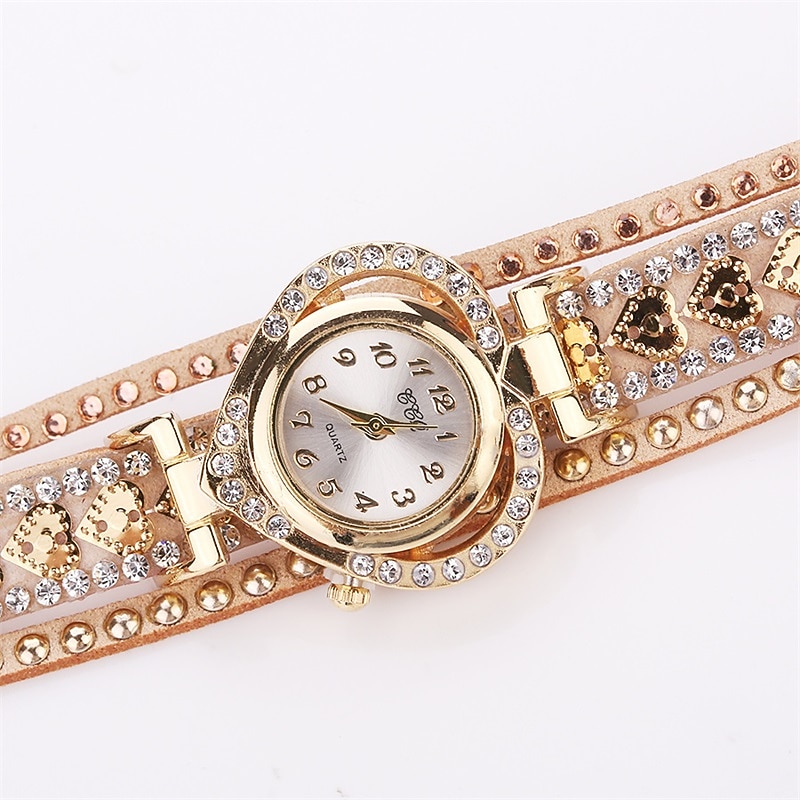 Luxury Ladies Fashion Love Dial Bracelet Watch Women Dress Rhinestone Soft Strap Quartz Watches Montre Femme2