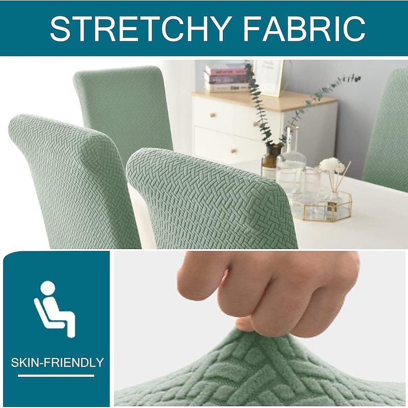 Dining Chair Covers, Stretch Chair Cover Black Green Spandex Jacquard  Burgundy Red High back Chair Protector Covers Seat Slipcover with Elastic Band for Dining Room,Wedding, Ceremony, Banquet3