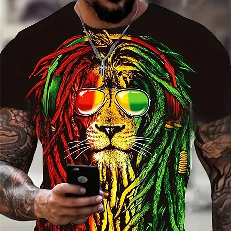 Men's Graphic Animal Lion T Shirt Short Sleeve T shirt 3D Print Crew Neck Shirt Vintage Fashion Designer Outdoor Daily Sports Black Black / Red Blue Spring & Summer Clothing Apparel S M L XL 2XL 3XL3