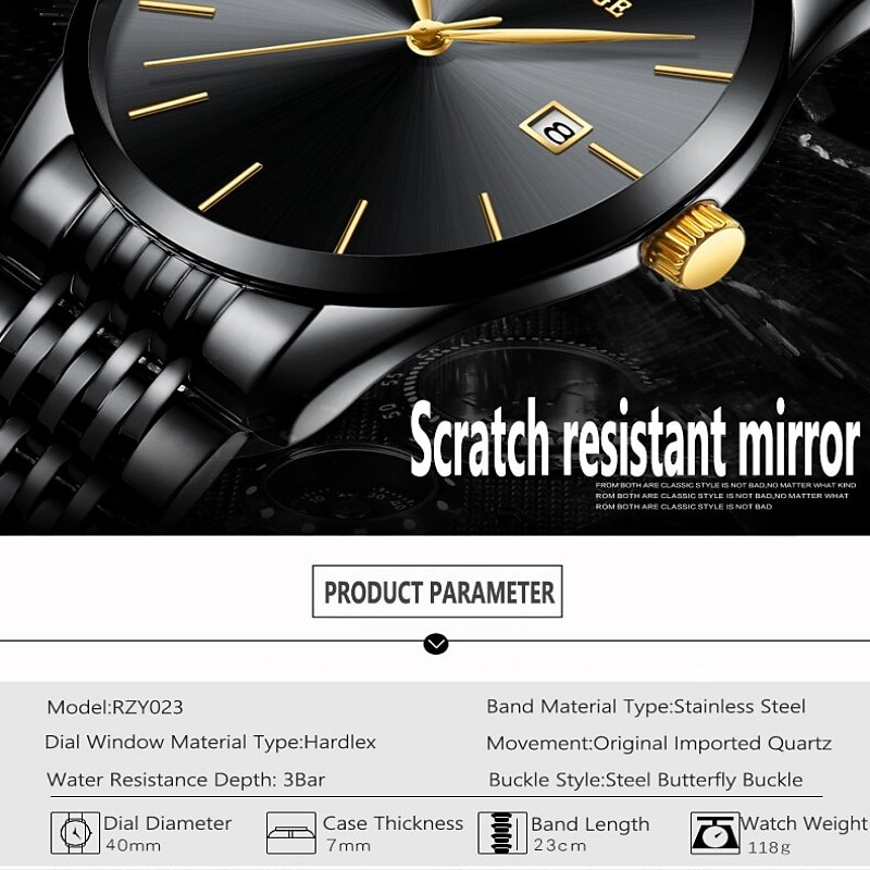 Ultra-Thin Men's Quartz Watch Men Analog Luxury Minimalist Classic Wristwatch Waterproof Calendar  Chronograph Stainless Steel Watches4