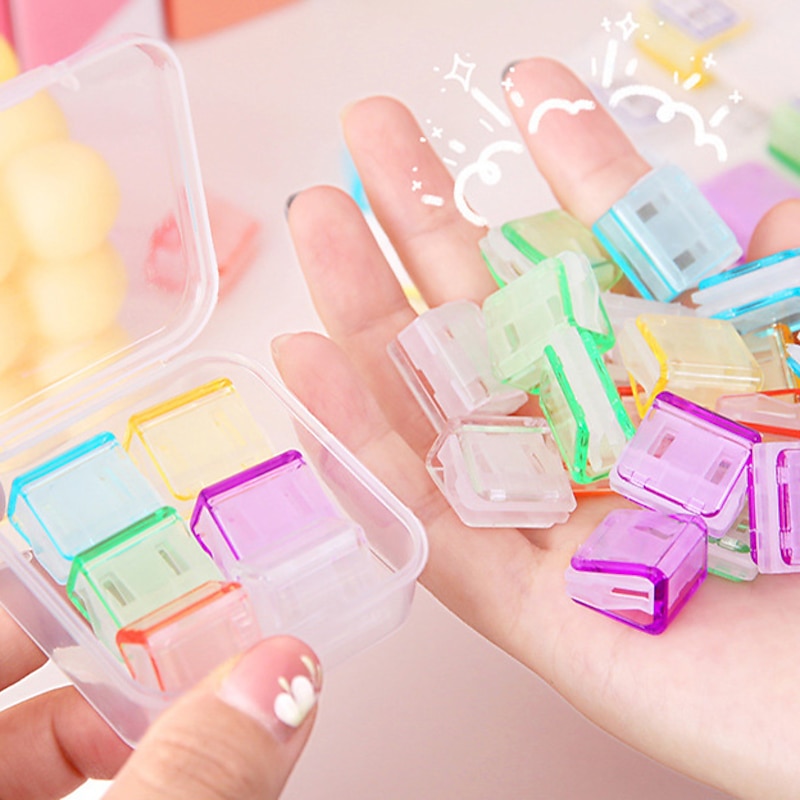 Clam Clip 6Pcs Binder Clips Small Transparent Multifunctional Push Clip For Fixing Paper Desk Office Home School, Back to School Gift2