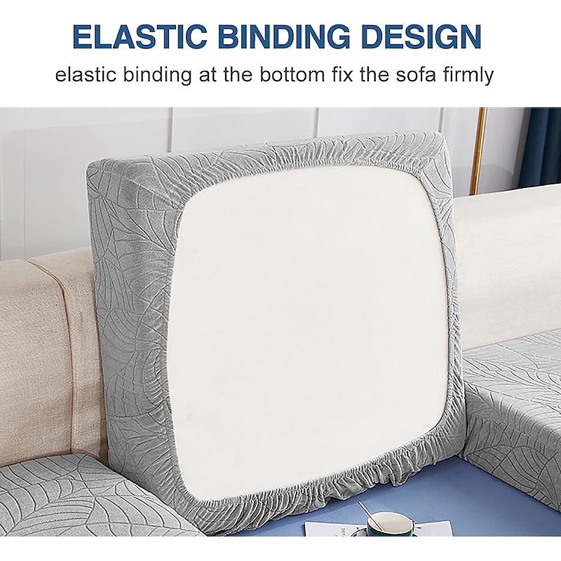 Stretch Water Repellent Sofa Seat Cushion Cover Burgundy Jacquard Slipcover Elastic Couch Armchair Loveseat 4 or 3 Seater Grey Plain Solid Soft Durable Washable4