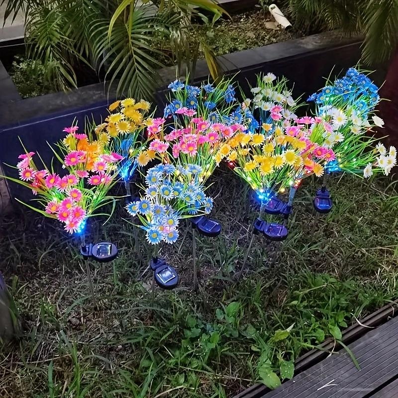 Solar Garden Lights Outdoor Chrysanthemum Solar Outdoor Lights Decorative With Colorful String Lights Upgraded Waterproof Solar Garden Decor For Yard Patio Landscape Decoration3