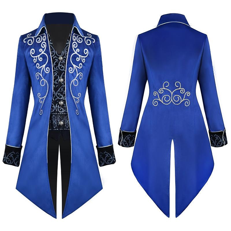 Prince Gentleman Plus Size Vintage Punk & Gothic Medieval 18th Century 17th Century Cosplay Costume Tuxedo Tailcoat Men's Embroidered Costume Vintage Cosplay Performance Stage Carnival Long Sleeve3
