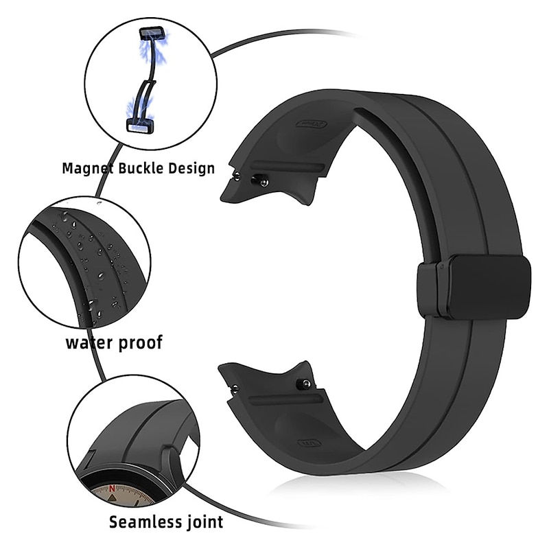 Watch Band for Samsung Galaxy Watch 7/6/5/4  40/44mm, Watch 5 Pro 45mm, Watch 6 Classic 43/47mm, Watch 4 Classic 42/46mm Silicone Replacement  Strap Magnetic Clasp Butterfly Buckle Women Men Sport4