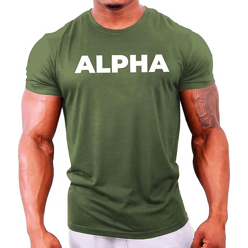 Men's Alpha Graphic T-Shirt for Gym & Workout - Athletic Short Sleeve