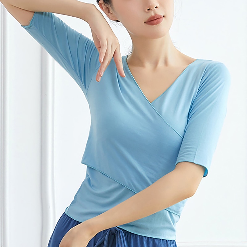 Activewear Top Pure Color Splicing Women's Performance Training Half Sleeve High Polyester2