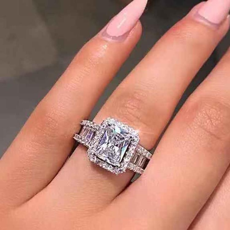 Ring Wedding Classic Silver Chrome Precious Fashion Cute 1PC Zircon dress to impress