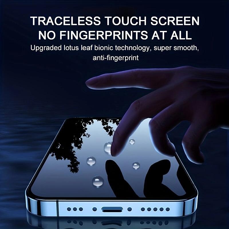 2 pcs Screen Protector For Apple iPhone 16 iPhone 15 Pro Max Plus iPhone 14 13 12 11 Pro Max Mini X XR XS Max 8 7 Plus Tempered Glass Privacy Anti-Spy 9H Hardness Anti Bubbles Anti-Fingerprint 3D3