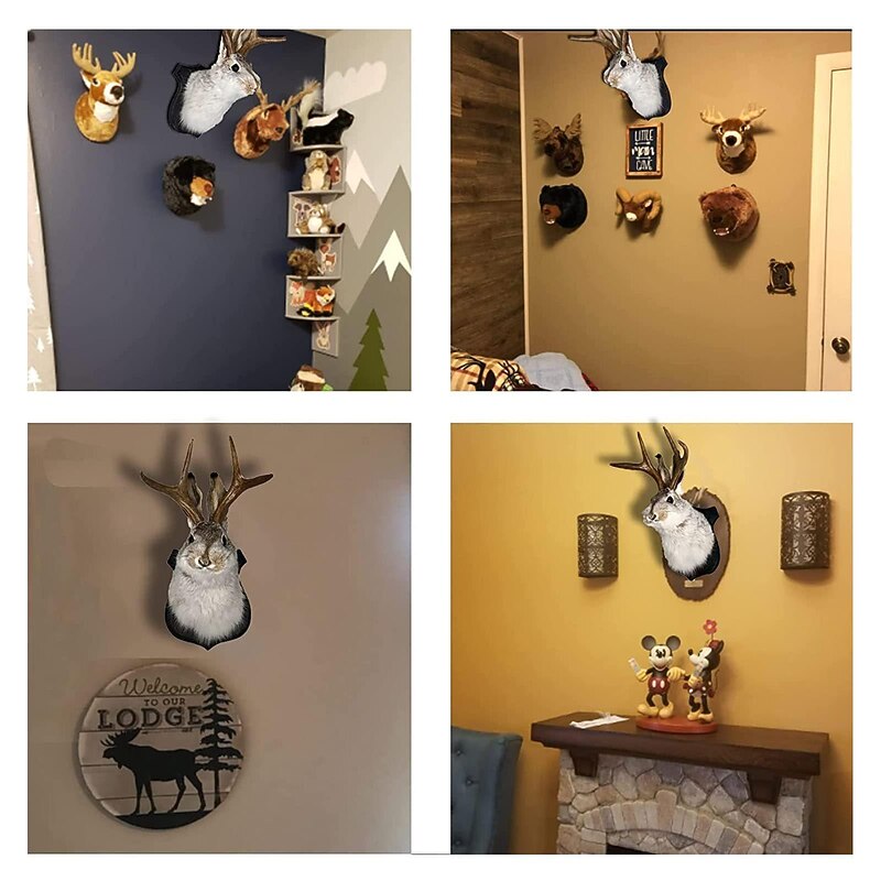 Jackalope Rabbit Wall Decor The Latest Legend of Antlers,Fake Rabbit Resin Art Wall Mount, Simulation Head Specimen Ornament3