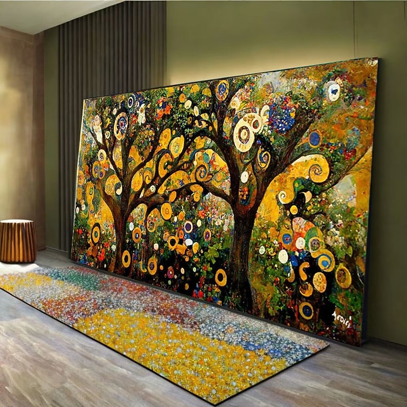 Pure Hand Painted Oil Painting Wall Modern Abstract Painting Gustav Klimt Style Trees Painting art  canvas unstretched Tree Home Decoration4