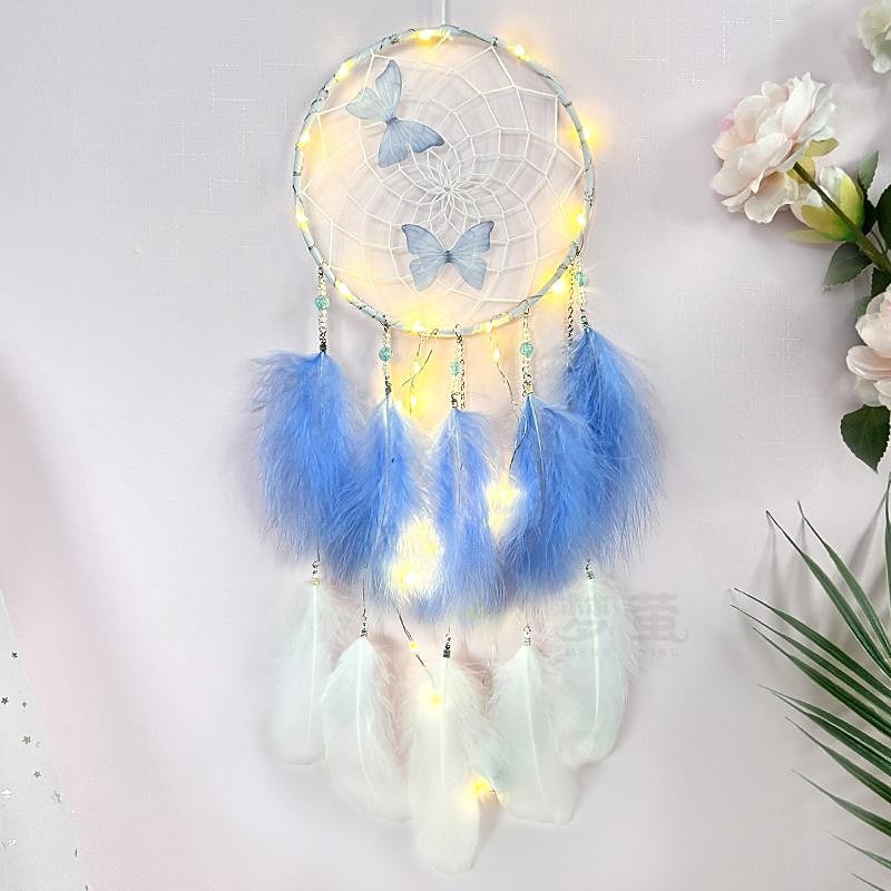 Butterfly Dream Catcher Handmade Gift Feather Hook Flower Wind Chime with One Circle Ornament Wall Hanging Decor Art Boho Style 16x65cm/6.2''x25.5''3
