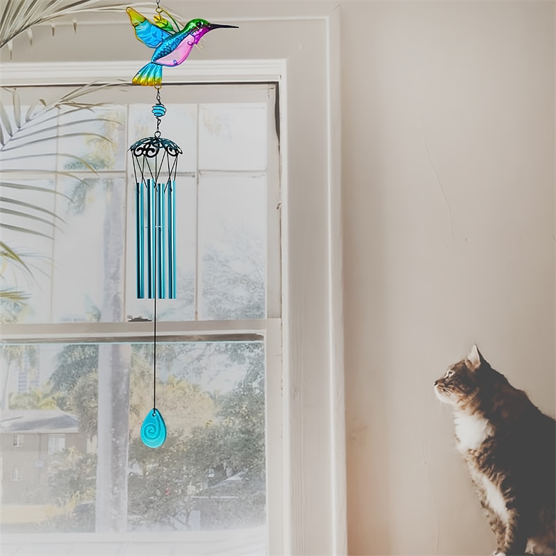 1pc Hummingbird Wind Chimes Indoor Outdoor Metal Glass Music Wind Chimes, Mobile Romantic Chimes For Garden, Patio, Yard, Backyard Or Festival Decor/Best Mothers And Women Gifts4