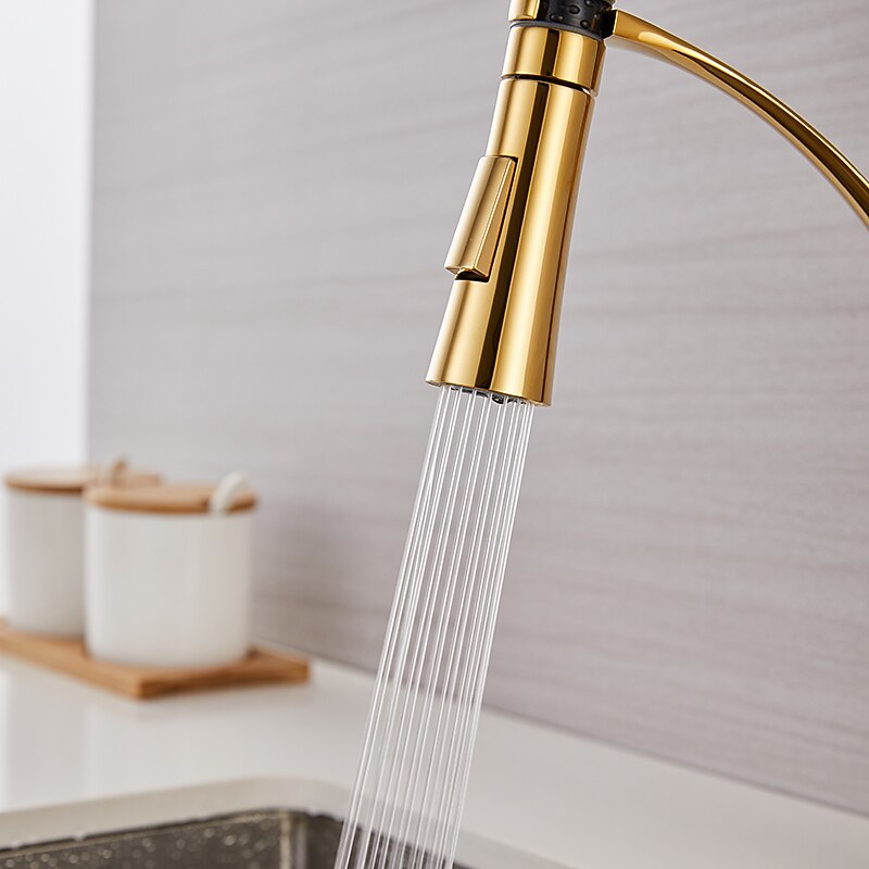 Kitchen Faucet Pull Down Sink Mixer Taps, 360 Swivel Flexible Tube Pipe Brass Taps, Single Handle with Hot and Cold Water Hose4