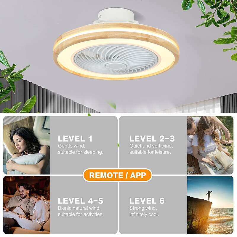 LED Ceiling Fans with lights Dimmable with Remote Contral 20" Flush Mount Ceiling Lamp Acrylic Lampshade Chandelier Bedroom Living Room 110-240V3