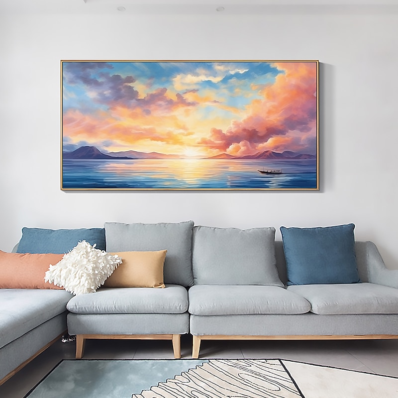 Handmade Oil Painting Canvas Wall Art Decoration Abstract  Sunset Seascape paintings for Home Decor Rolled Frameless Unstretched Painting4