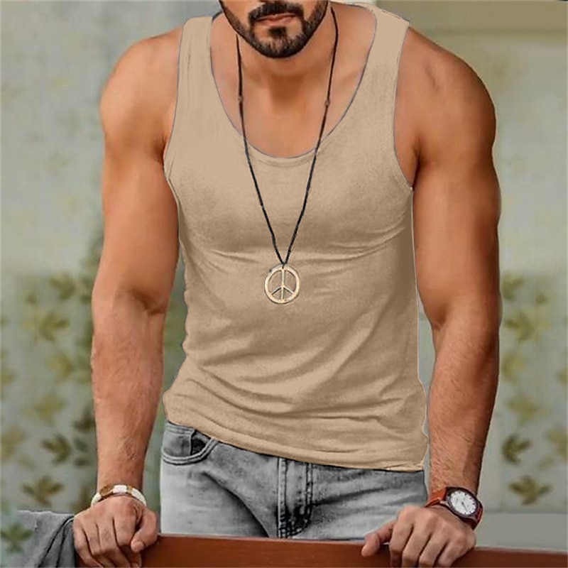Men's Tank Top Vest Top Undershirt Sleeveless Shirt Sleeveless Crew Neck Summer Plain Fashion Designer Muscle Outdoor Going out Gym White Yellow Red Top Tee for Men3