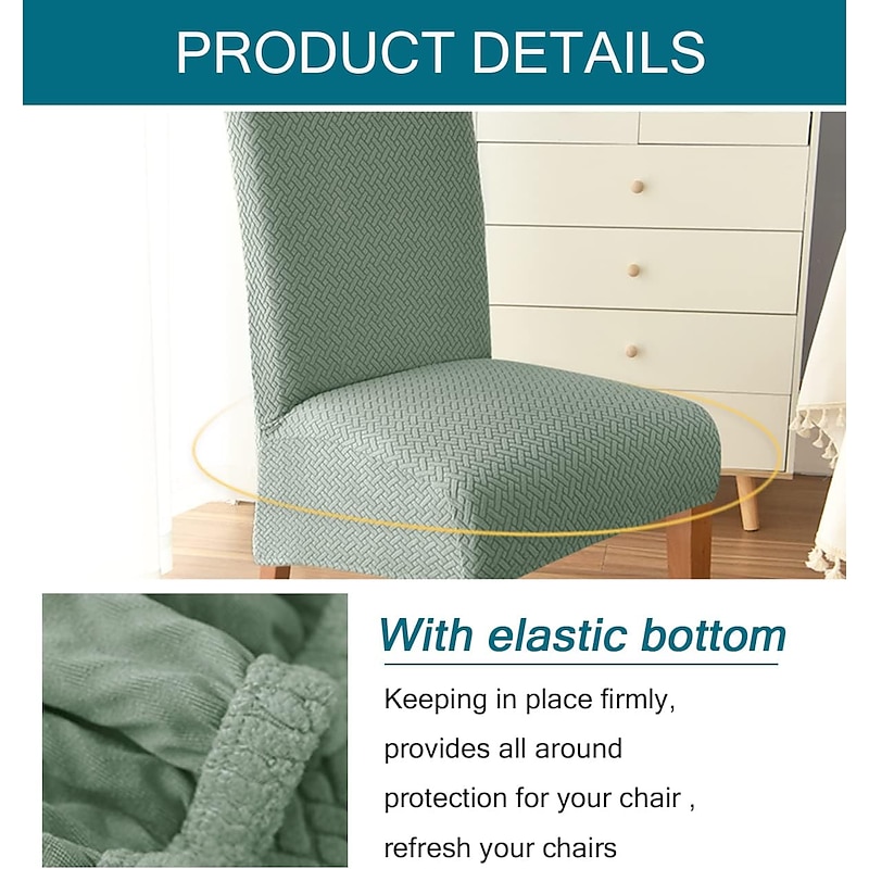 Dining Chair Covers, Stretch Chair Cover Black Green Spandex Jacquard  Burgundy Red High back Chair Protector Covers Seat Slipcover with Elastic Band for Dining Room,Wedding, Ceremony, Banquet4