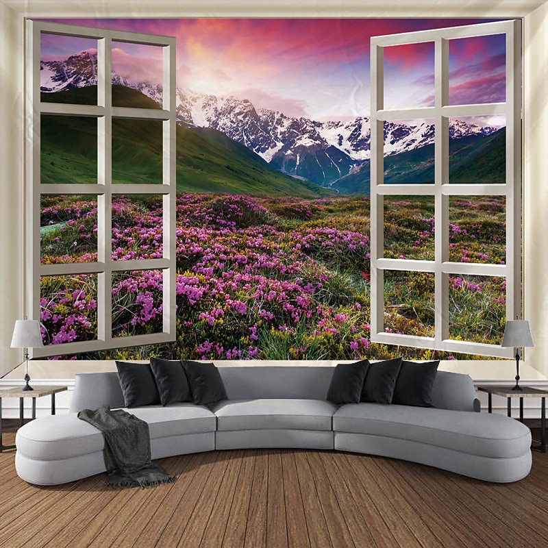 Outside The Window Hanging Tapestry Wall Art Large Tapestry Mural Decor Photograph Backdrop Blanket Curtain Home Bedroom Living Room Decoration2