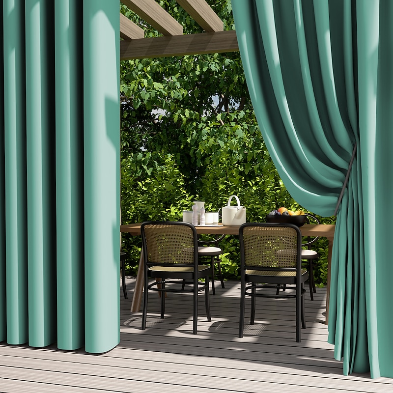 2 Panels Outdoor Curtains Waterproof for Indoor Wedding Patio Thick Privacy Grommet Curtains for Wedding Bedroom, Living Room, Porch, Pergola, Cabana