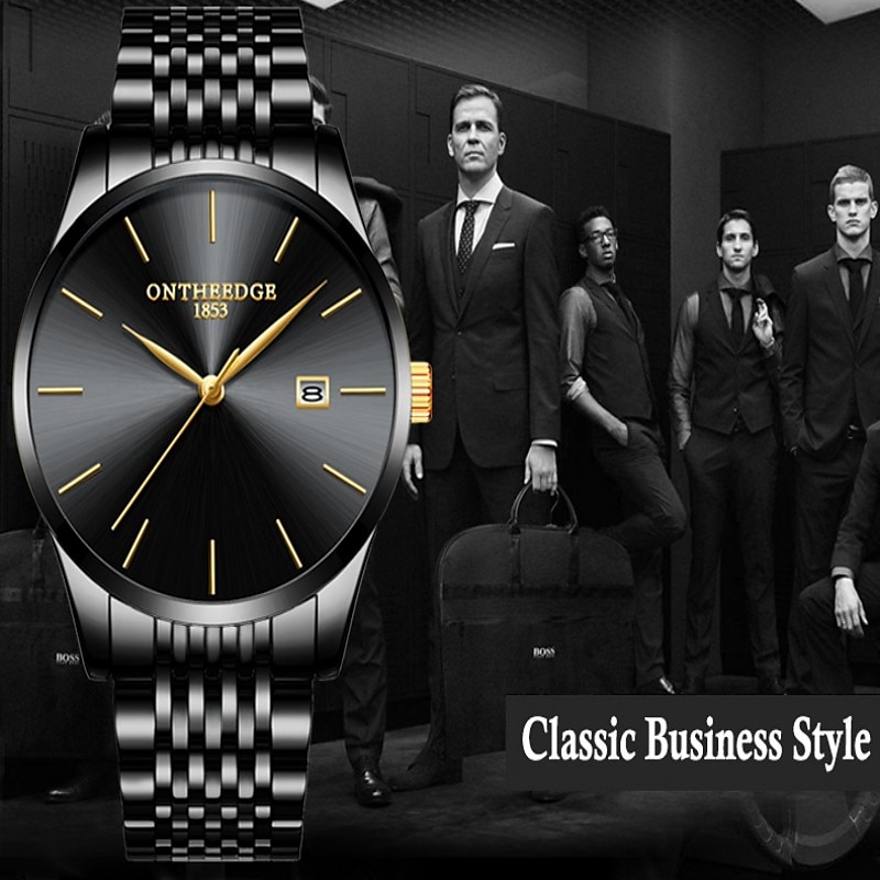 Ultra-Thin Men's Quartz Watch Men Analog Luxury Minimalist Classic Wristwatch Waterproof Calendar  Chronograph Stainless Steel Watches3