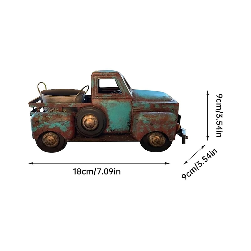 Creative Retro Green Small Truck Flower Pot Flower Plants Succulent Planter, Potted Plants Flower Pot Ornament Resin Statue Planter Cactus Desk Plant Pots for Home Garden Outdoor Decor3