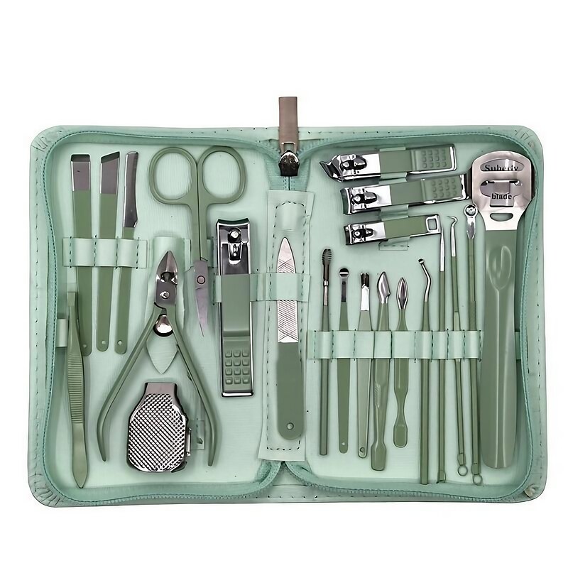 22pcs Professional Nail Clippers Pedicure Kit  Stainless Steel Toenails Nail Files Ear Spoon, Grooming Kit For Travel - Main Image