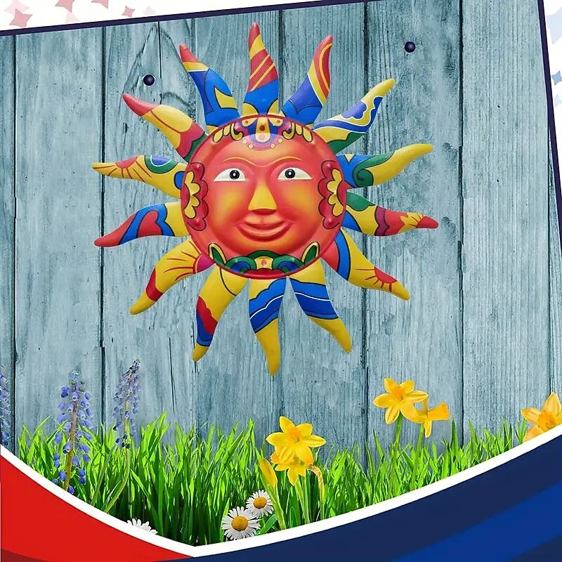 1pc Metal Wall Art (12.5'') Metal Sun Wall Hanging Art Decoration Hanging Sign Outdoor Decor Yard Decor Garden Decorations Room Decor Scene Decor Bedroom Decor Entrance Decor Kitchen